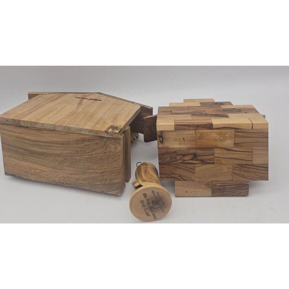 Lot of 3 Bethlehem Nativity Scene - Olive Wood Creshe Resin Israel - Picture 11 of 11